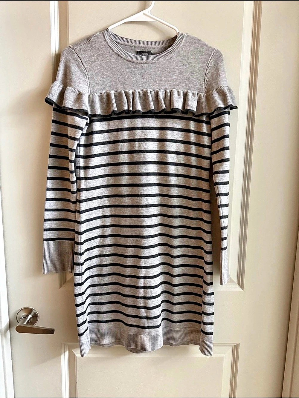 Vince Camuto Striped Ruffle Sweater Dress